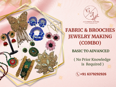 Fabric and Brooches Jewelry Making - Combo